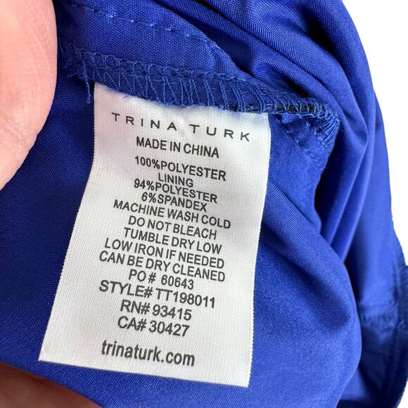 Trina Turk NWT Abasi Royal Blue Lace Embroidered Split Leg Jumpsuit Size 4 - Picture 8 of 9